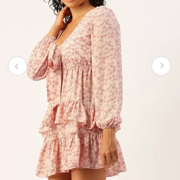 NWT F21 tie front ruffle mini dress - Picture 3 of 8